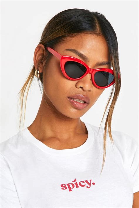 Cat Eye Red Frame Sunglasses Boohoo Uk