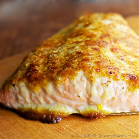 Oven Roasted Salmon With Parmesan Mayo Crust She Cookshe Cleans