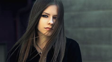 Wallpaper Women Model Long Hair Blue Eyes Brunette Singer Black Hair Avril Lavigne