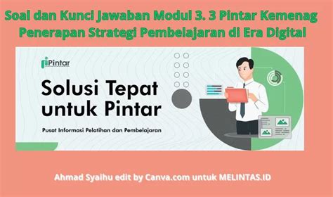 Soal Dan Kunci Jawaban Pintar Kemenag Tes Pengetahuan Modul 3 3