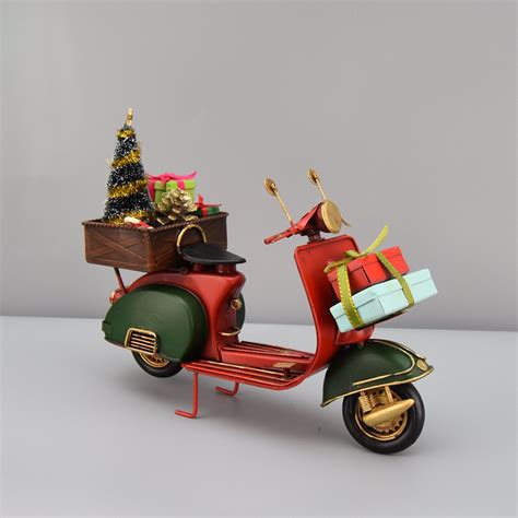 Christmas Vespa Scooter Metal Model With Christmas Tree And Etsy