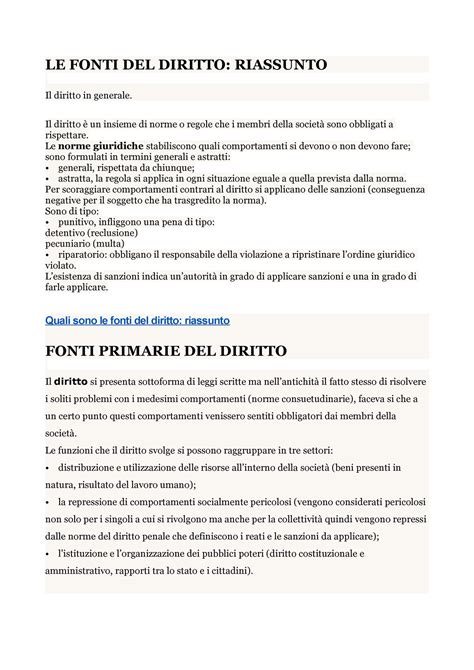 LE Fonti DEL Diritto LE FONTI DEL DIRITTO RIASSUNTO Il Diritto In