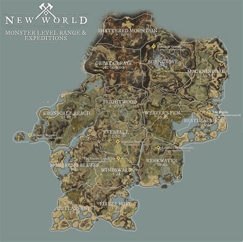 New World Map - Monster Levels & Expedition Locations : r/newworldgame