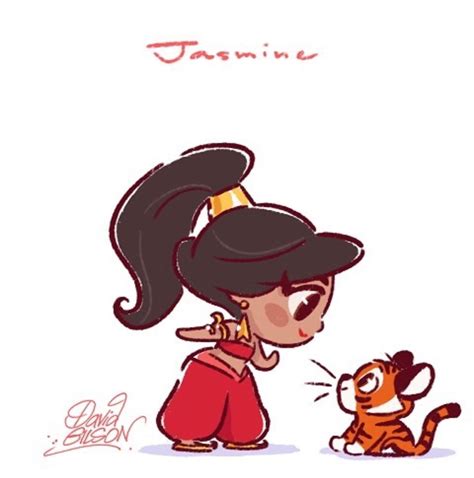 David Gilson Disney Chibi Jasmine And Rajah Kawaii Disney Cute Disney