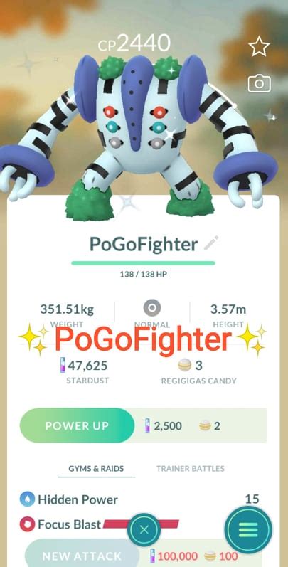 Pok Mon Go Shiny Regigigas Mini Account Read Describe Pogofighter