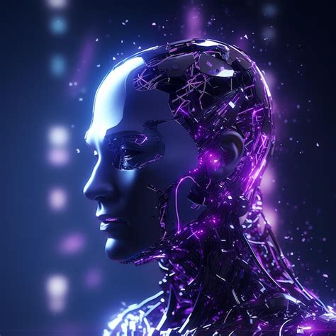 A Robot With Purple Lights Premium Ai Generated Image