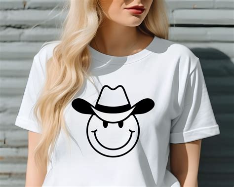 Cowboy Smiley Svg Western Happy Face Howdy Svg Cowboy Svg Cowgirl