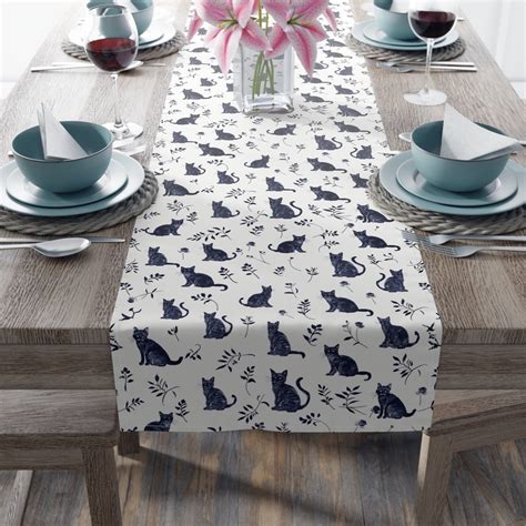 Cute Cats Table Runner Cat Table Runner Feline Lover Cat Decor Table Feline Dining Cat T