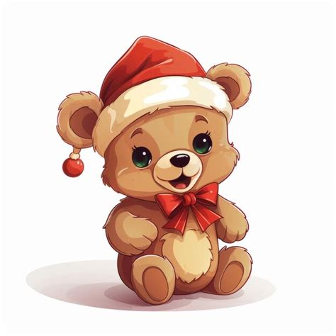 Premium Photo Cute Teddy Bear In Santa Claus Hat Vector Illustration