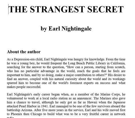 The Strangest Secret by Earl Nightingale - The Ultimate Masters