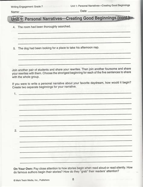 ideas for personal narratives