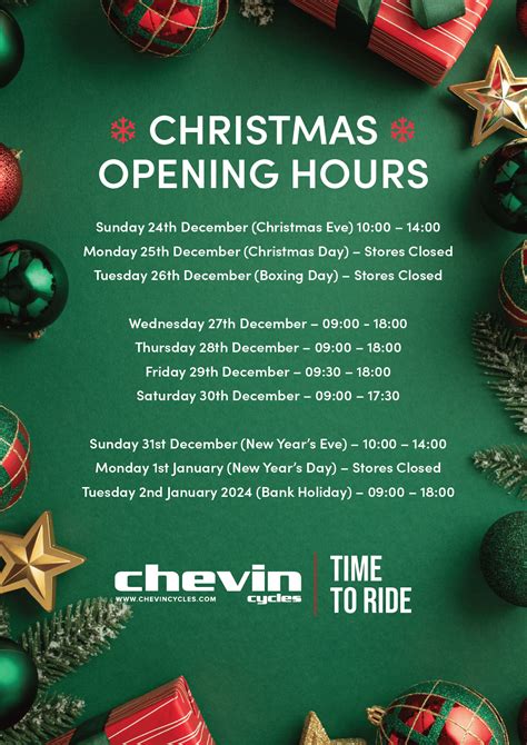 Christmas New Year Store Trading Hours Chevin Cycles Hub