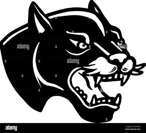 Illustration Of Panther Head In Tattoo Style Design Element For Poster