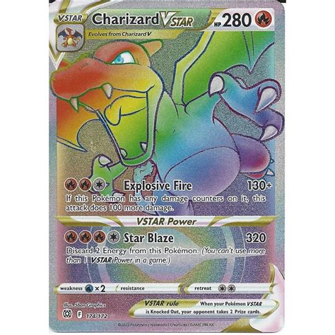 Pokemon Trading Card Game 174 172 Charizard VSTAR Rare Rainbow Card