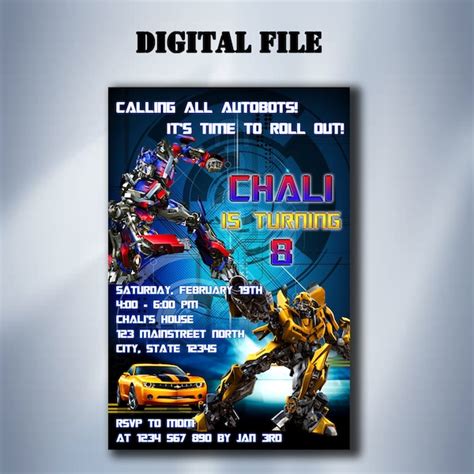 Transformers Birthday Invitation Etsy