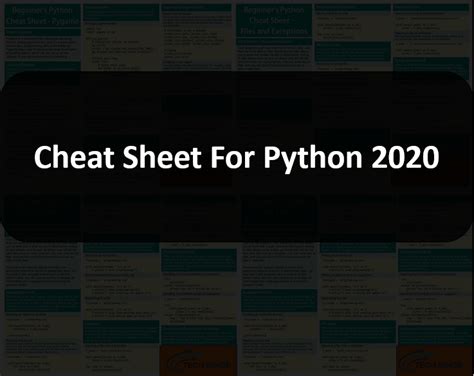 Advance Python Cheat Sheet For Beginners 2020 Techringe