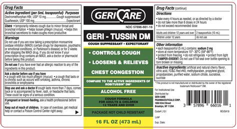 Geri Tussin Dm Dextromethorphan Hbr Guaifenesin Liquid