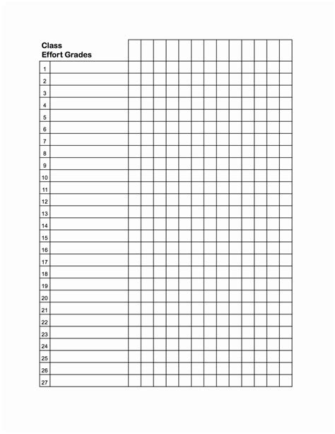 Free Editable Gradebook Template Printable Templates