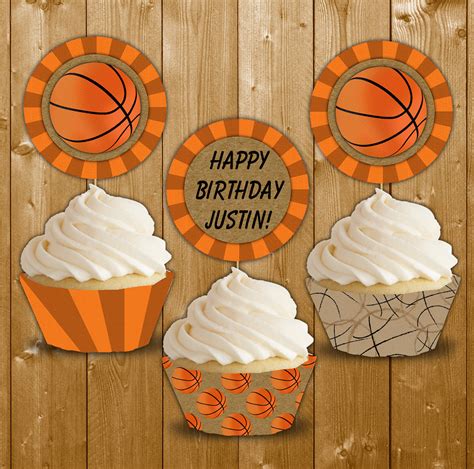 Basketball Cupcake Toppers And Birthday Cupcake Wrappers Wittyprintables