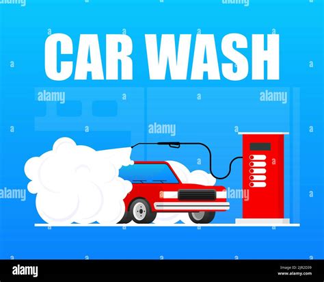 Car Washing Service Auto Service Washing Clean Car Vector Stock