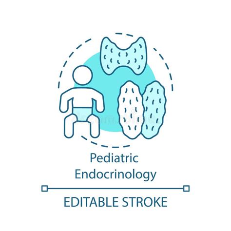 Icono De Línea De Color De La Endocrinología Pediátrica Comprobación De