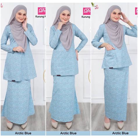 Baju Kurung Raya Baju Raya Biru By Dhia Cotton Ready Stock