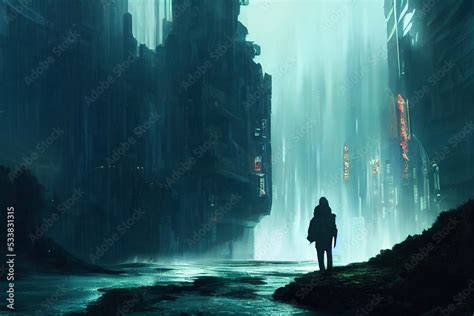 futuristic cyberpunk city, concept art, digital illustration Stock ...