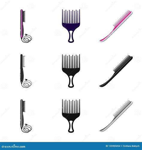 Vector Design Of Brush And Hair Symbol Set Of Brush And Hairbrush