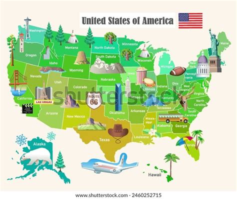 United States America Tourist Map Attractions Stock Vector (Royalty ...