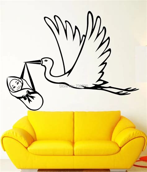 New 2015 Hospital Wall Sticker Stork Baby Birth Maternity Hospital ...