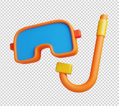 Icono de viaje 3d render ilustración de máscara de buceo y snorkel