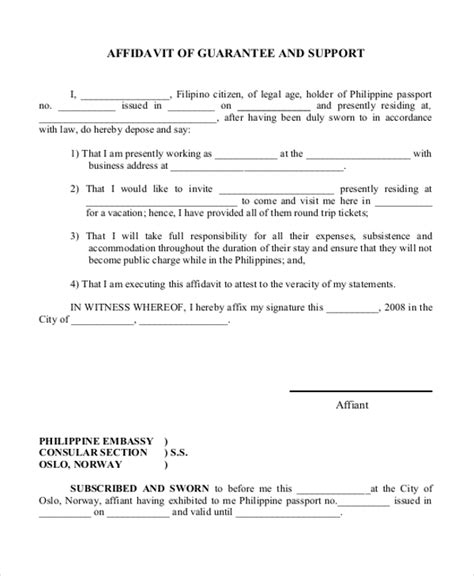 Affidavit Of Support And Guarantee Form 2024 PrintableAffidavitForm