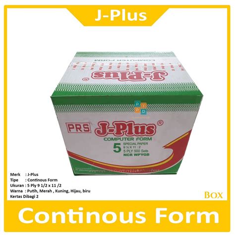 Jual J Plus Continous Form Ply X K Ncr Kertas Komputer