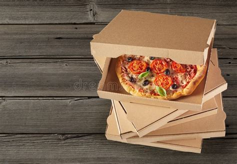 Pizzas In Boxes Stock Image Image Of Food Mushrooms 58606543