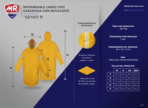 Impermeable Largo Con Reflejante Tipo Gabardina DZ1001 SVA Equipo De