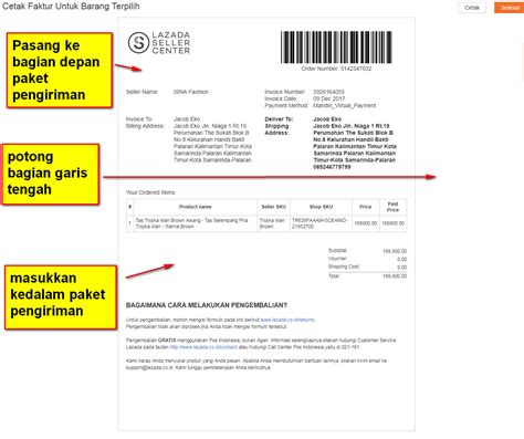 Cara Cetak Invoice Orderan Penjualan Di Lazada Cemiti