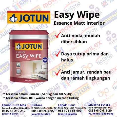 Jual Cat Tembok Interior Jotun Essence Easy Wipe White Kemasan