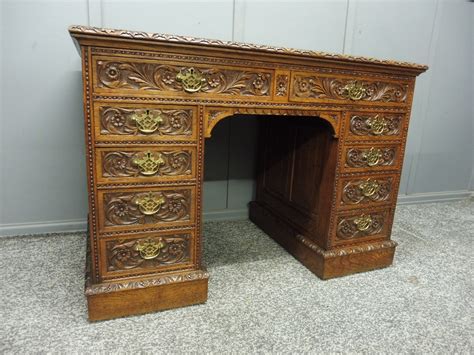 Th Century Carved Oak Desk