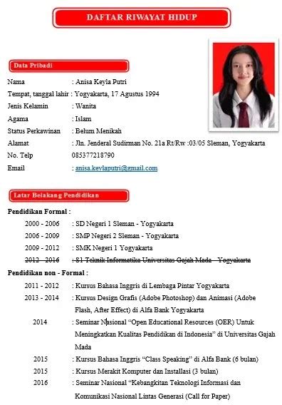 Download Contoh Cv Pkl Smk Tkj Multimedia Word Contoh Surat Cv