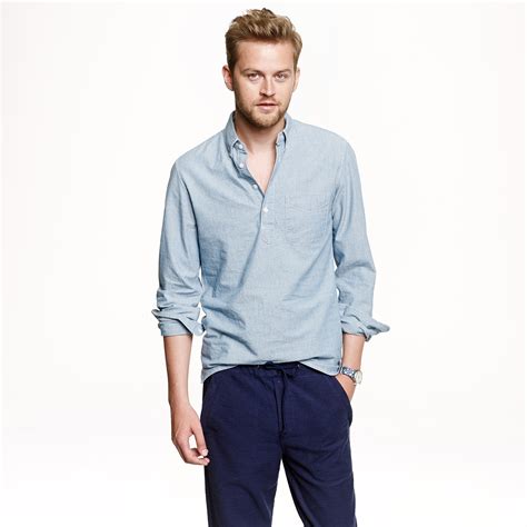 Lyst J Crew Japanese Chambray Popover Shirt In Blue For Men