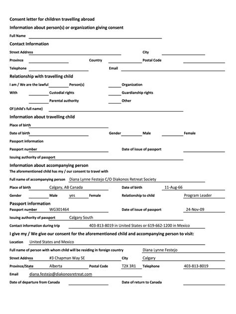 Tsa Minor Travel Consent Form Fill Online Printable Fillable Blank Pdffiller