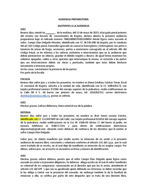 Audiencia Preparatoria Pdf Testigo Experto Testimonio