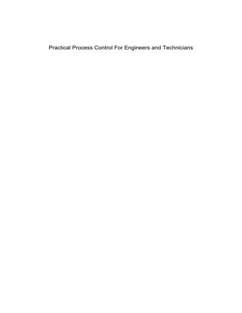 Practical Process Control For Engineers And Technicians