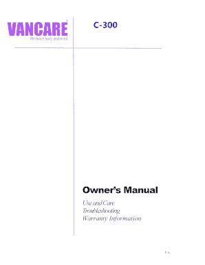 Fillable Online Owner S Manual Vancare Inc Fax Email Print Pdffiller