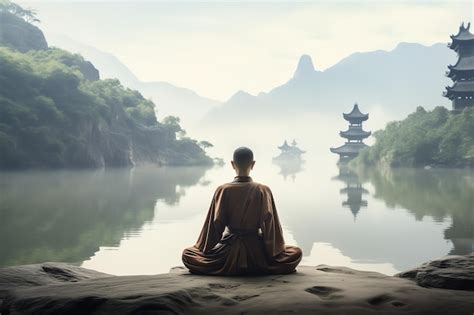 Premium Photo Taoist Monk Practicing Meditation In A Serene Setting