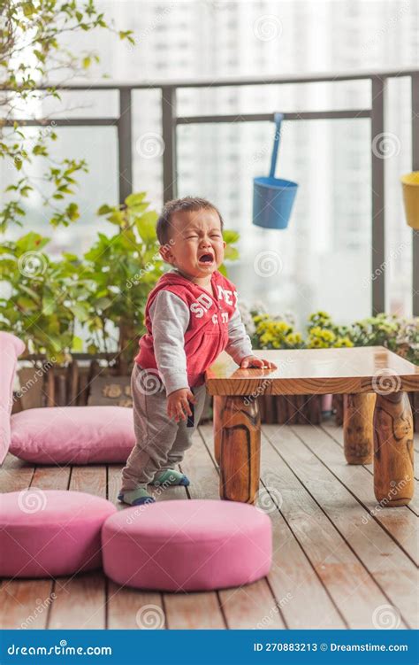 Sad Crying Baby On Balcony Stock Image Image Of Cute 270883213