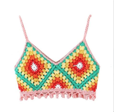 Crochet Crop Top Summer Knitted Top Festival Top Crochet Etsy