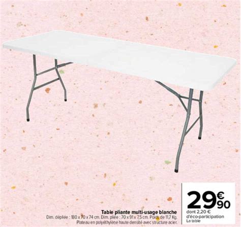 Promo Table Pliante Multi Usage Blanche Chez Carrefour ICatalogue Fr