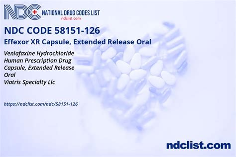 Ndc 58151 126 Effexor Xr Capsule Extended Release Oral