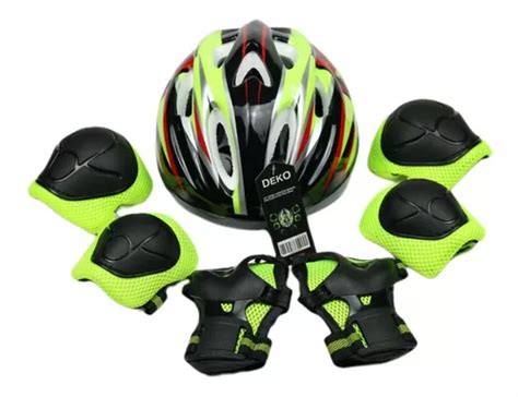 Kit Verde Capacete Joelheira Cotoveleira Munhequeira Infanti